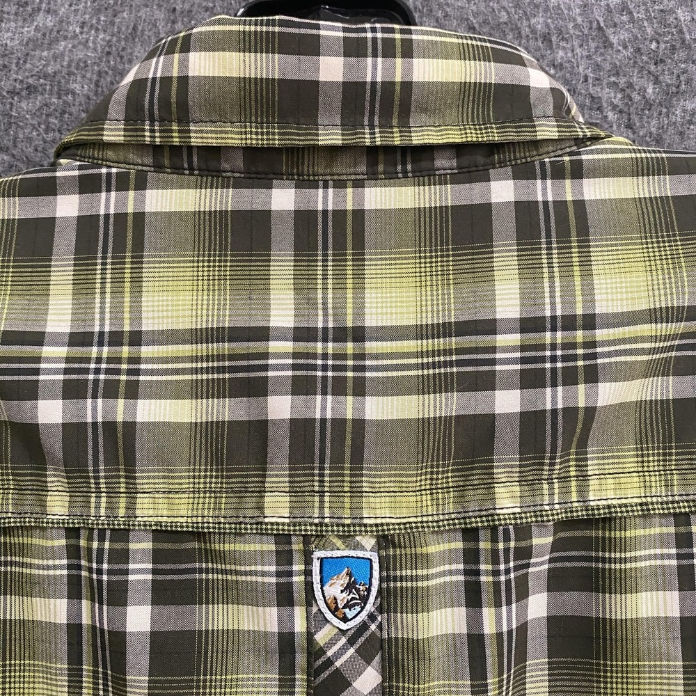 Kuhl Eluxor Ionik Shirt Mens L Green Plaid Short Sleeve Button Up Hiking Outdoor - Picture 7 of 11